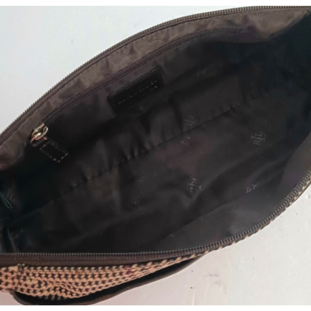 Lauren Ralph Lauren Brown Houndstooth Plaid Toiletry/Cosmetic Travel Bag 12X4X5 - Picture 11 of 12